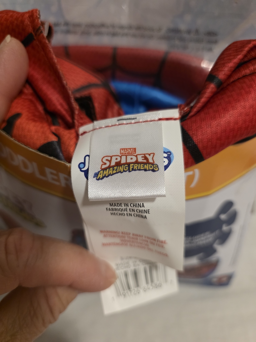Marvel Spidey Spider-Man Toddler Costume 3T-4T Padded Jumpsuit Fabric Mask NEW - Picture 7 of 9